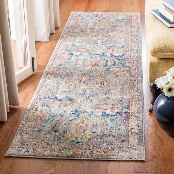 Bristol Gray/Blue 2 ft. x 10 ft. Border Runner Rug