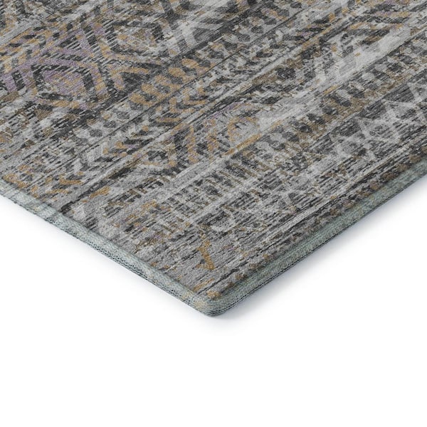 Mayfield Premium Machine Washable Abstract AMF1997 Gray 3 ft. x 4 ft. Area Rug