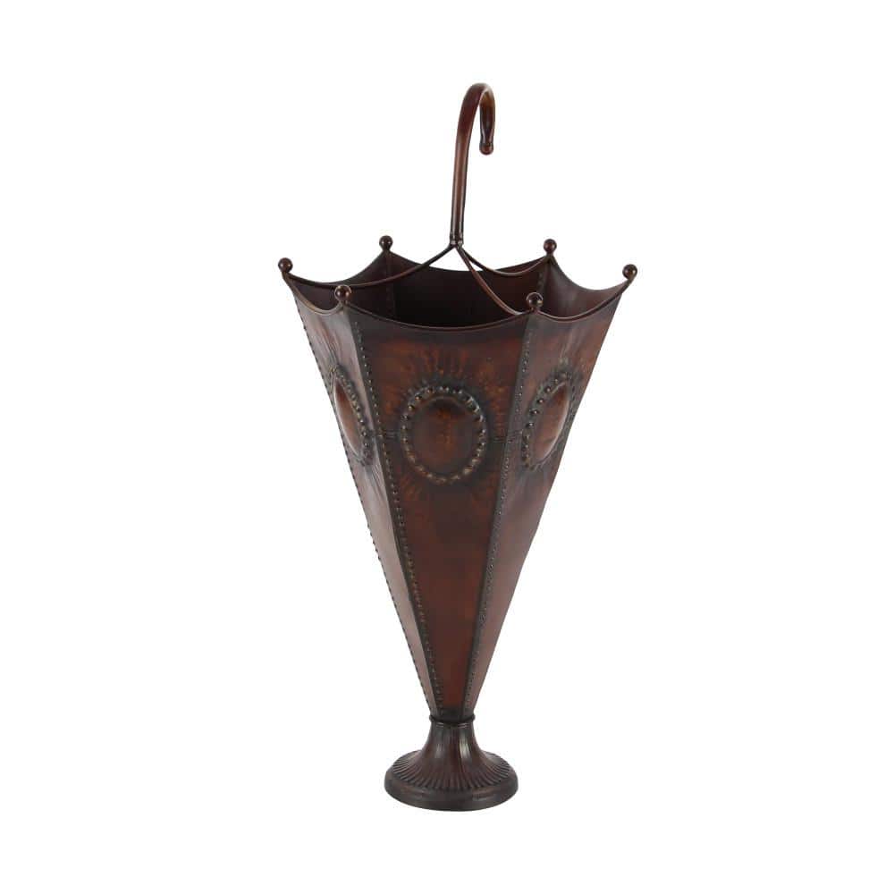 Antique Bronze Iron Umbrella Stand with Sculpted Base
