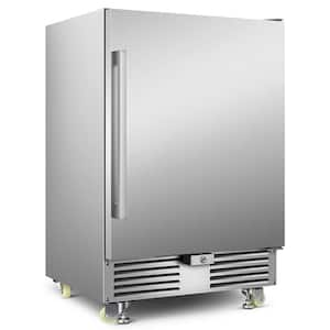 4.9cu. ft. 24 in. 190 Can Built-In/Freestanding Outdoor Cooler Fridge with 4 wheels, Weatherproof, Stainless Steel