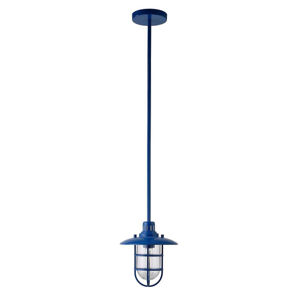 Bay Blue and Clear Glass Globe Pendant Light