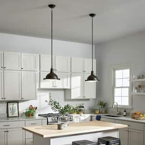 Hatteras Bay 11 in. 1-Light Olde Bronze Vintage Industrial Shaded Kitchen Pendant Hanging Light with Metal Shade