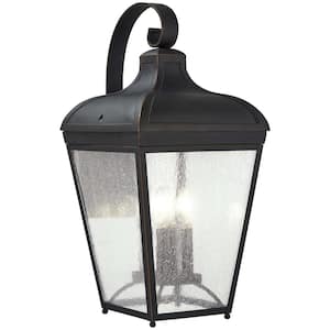 Marquee 4-Light Oil Rubbed Bronze with Gold Highlights Outdoor Wall Lantern Sconce