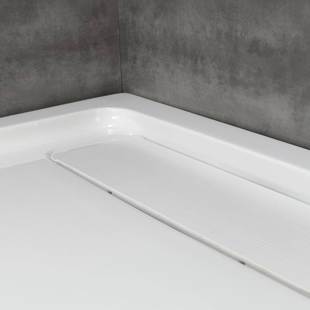 White Acrylic 60 x 32 Inch Shower Base with Hidden Drain