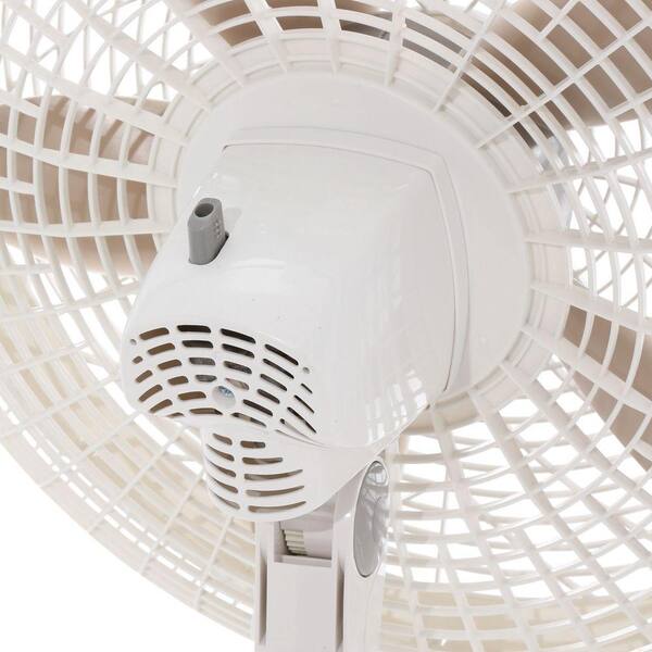 Lasko Elegance and Performance Adjustable-Height 18 in. 3 Speed White  Oscillating Pedestal Fan with Timer and Remote Control 1850 - The Home Depot