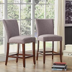 40 in. Brown Classic Upholstered High Back Counter Height Chairs (Set Of 2)