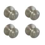 Madrid Satin Nickel Bed and Bath Door Knob (4-Pack)