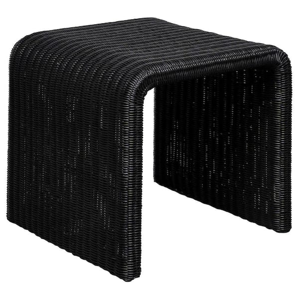 Benjara 22 in. Black Square Wood End Table with Waterfall Edges
