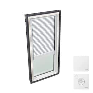 21 in. x 45-3/4 in. Fixed Deck Mount Skylight with Laminated Low-E3 Glass, White Solar Powered Room Darkening Shade