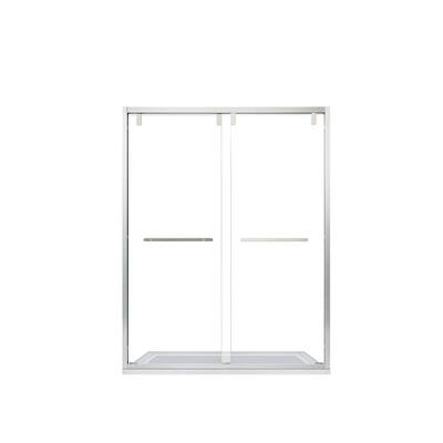 Brescia 60 in. W x 76 in. H Sliding Framed Shower Door/Enclosure in Brushed Nickel with Clear Tempered Glass