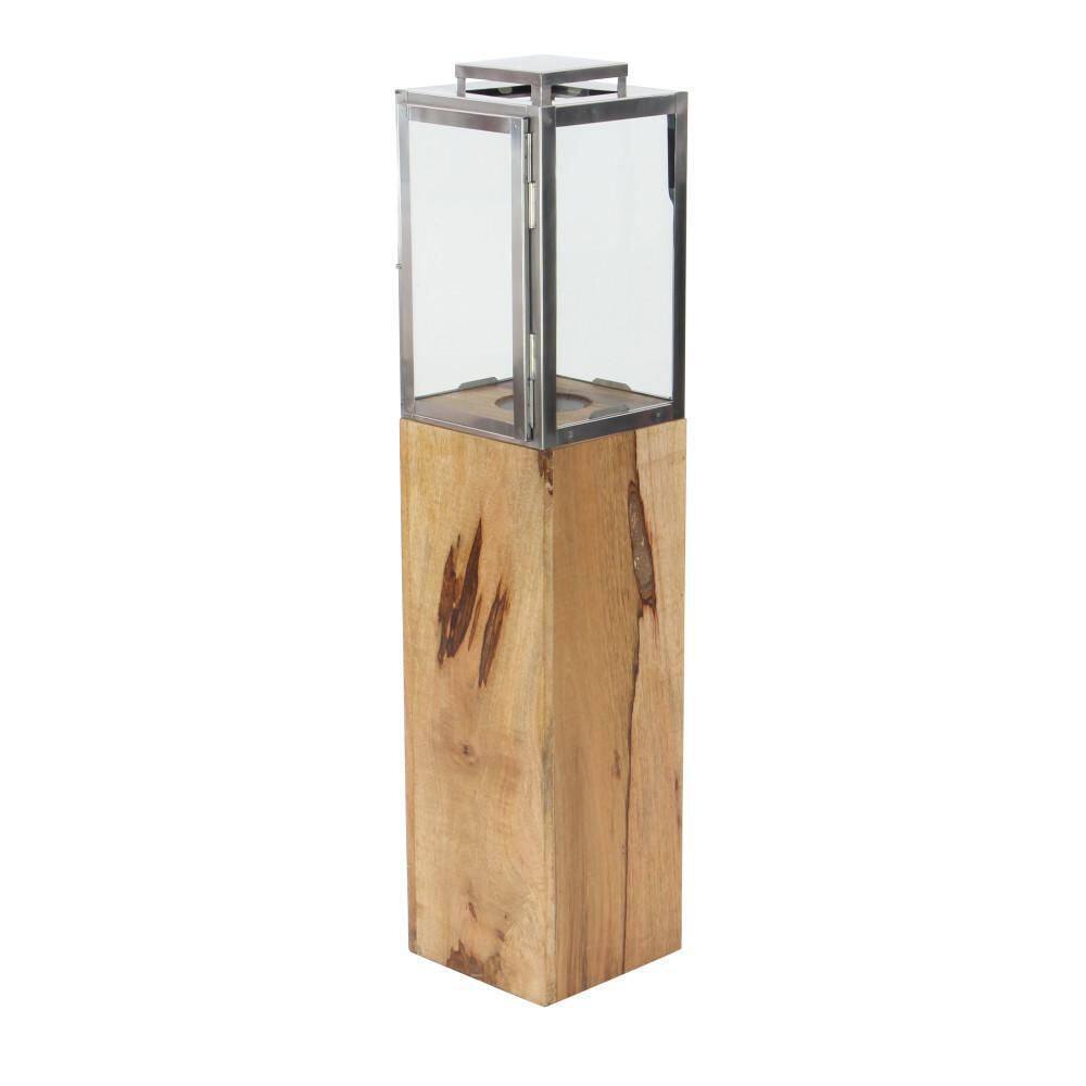 Elegant Mango Wood Hanging Candle Lantern 36" - Contemporary Brown