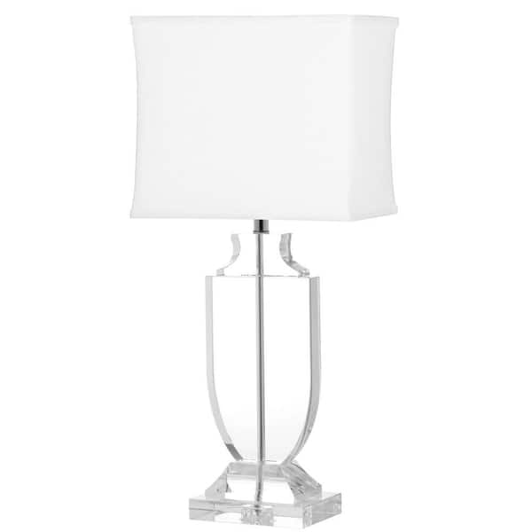 SAFAVIEH Deirdre 26 in. Clear Crystal Urn Table Lamp with White Shade