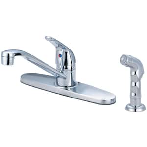 Single-Handle Standard Kitchen Faucet with Side Spray in Polished Chrome