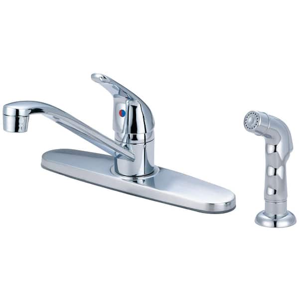OLYMPIA Single-Handle Standard Kitchen Faucet with Side Spray in Polished Chrome