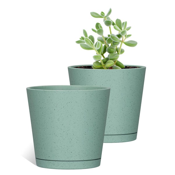 Unbranded 6 in. Dia Sage Round Vibe Planter (2-Pack)