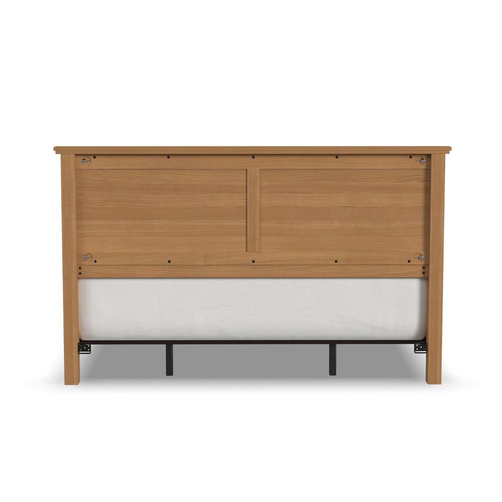 Oak Park Engineered Wood King Bed with Upholstered Headboard in Light Oak