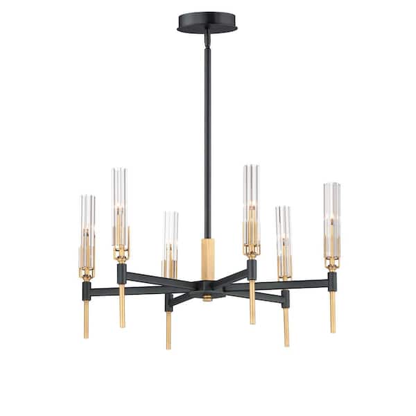 Flambeau Black 6-Light Gray LED Chandelier