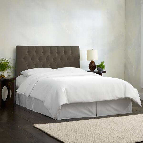 Skyline Furniture Toni Linen Charcoal Full Diamond Tufted Headboard