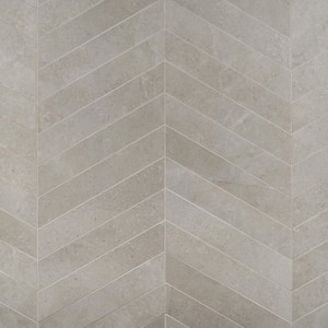Iris Chevron Fumo 3.93 in. x 20.86 in. Matte Porcelain Floor and Wall Tile (6.71 sq. ft./Case)