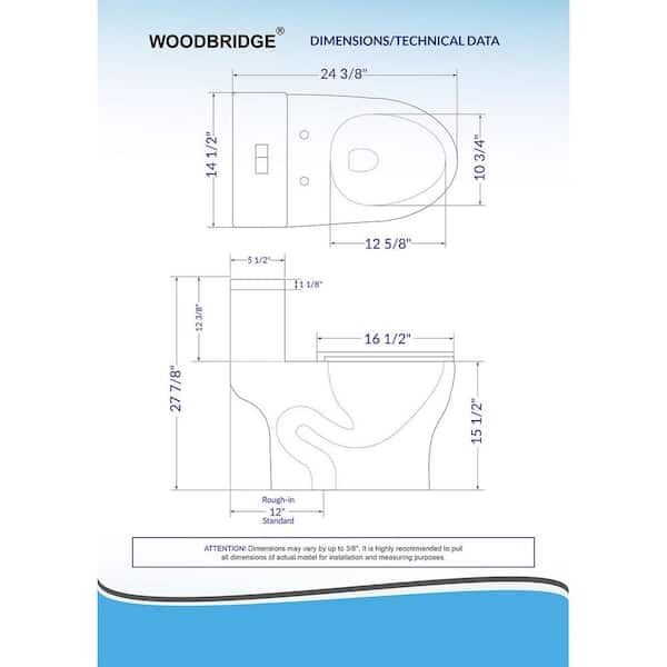Reo 1-Piece 1.1/ 1.6 GPF Dual Flush Round Toilet in White with Seat Included and Brushed Gold Flush Button