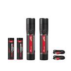 800 Lumens LED USB Rechargeable HP Fixed Focus Flashlight (2-Pack)