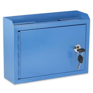 Medium Size Blue Steel Multi-Purpose Suggestion Drop Box Mailbox with Suggestion Cards