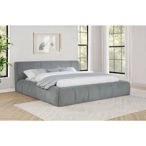 Wilshire Gray Wood Frame Upholstered California King Platform Bed