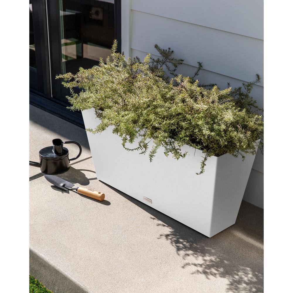 Modern Midori White Recycled Plastic 31" Trough Planter