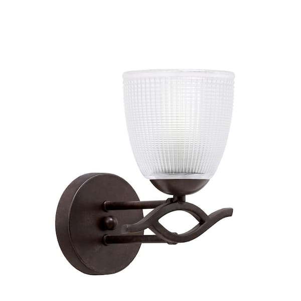 Unbranded Revo 1-Light Dark Granite Wall Sconce 5 in. Clear Ribbed Glass