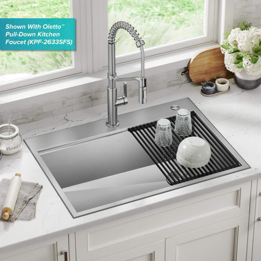 Kore 30-Inch Stainless Steel Drop-In Single Bowl Kitchen Sink