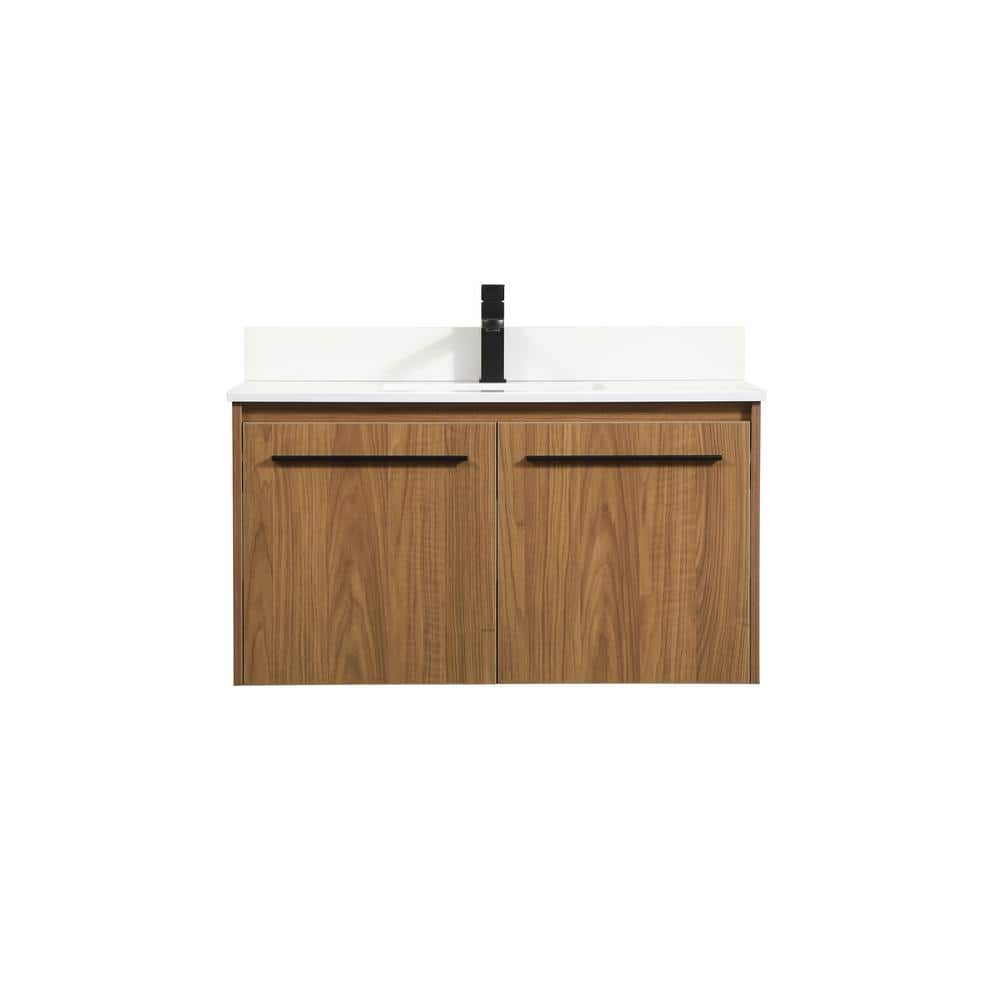 Simply Living 36 in. W x 18 in. D x 19.7 in. H Bath Vanity in Walnut Brown 