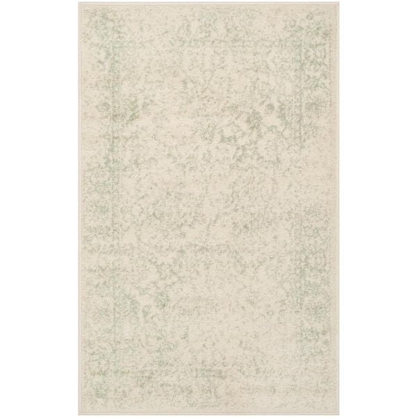 Adirondack Ivory/Sage 2 ft. x 3 ft. Border Distressed Area Rug