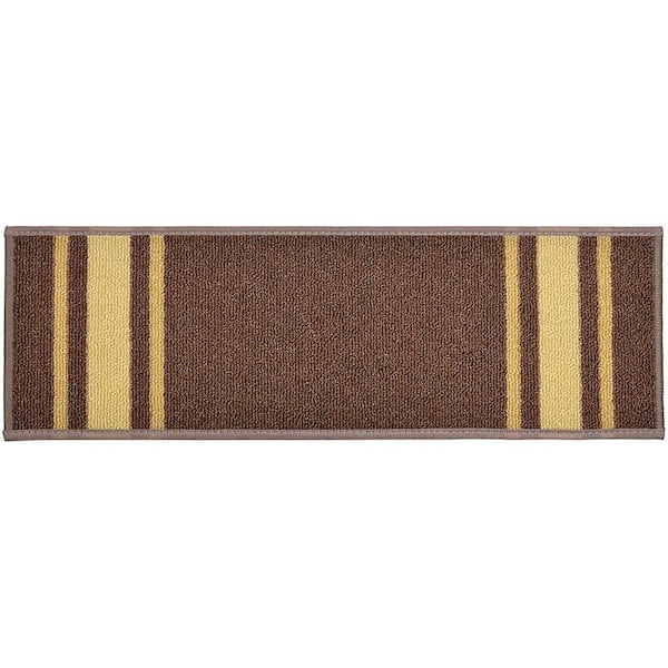 RugStylesOnline Solid Border Custom Size Brown 8 in. x 32 in. Indoor Carpet Stair Tread Cover Slip Resistant Backing (Set of 13)
