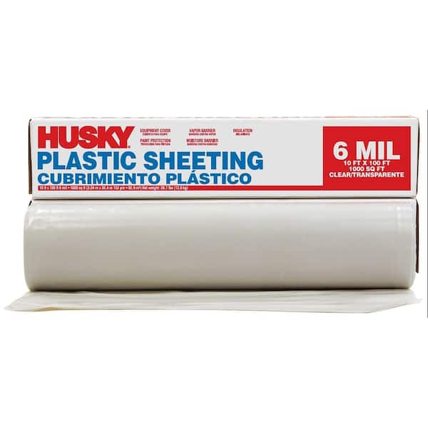 Husky 10 ft. x 100 ft. Clear 6 mil Polyethylene Sheeting (56 Rolls / Pallet)