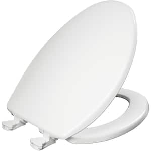 Elongated Plastic Closed Front Toilet Seat in White Removes for Easy Cleaning