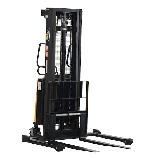 Vestil 2,000 lb. Capacity 118 in. High Stacker with Powered Lift with Adjustable Forks Over Adjustable Support Legs