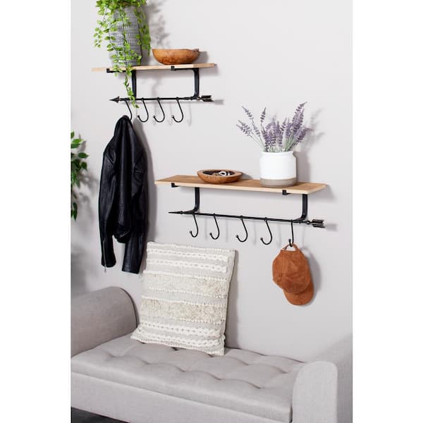 Gold 3 Slot Metal Geometric Wall Shelf (Set of 2)