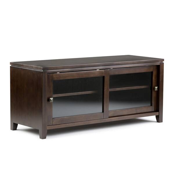 Brooklyn + Max City 48 in. Mahogany Brown Composite TV Stand Fits TVs Up to 52 in. with Storage Doors