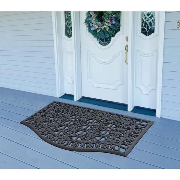 Amerihome Decorative Scrollwork Indoor/Outdoor Entryway Rubber Door Mat Set with Stair Tread Cover (5-Piece Set)