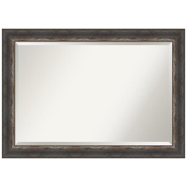 Amanti Art Bark Rustic Char 41 in. H x 29 in. W Framed Wall Mirror