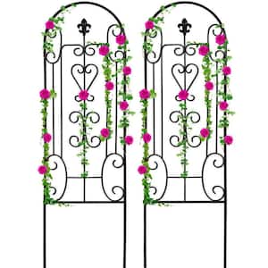 Garden Trellis for Climbing Plants 60 in. x 18 in. Black Iron Potted Support Vines Metal Wire Plant Trellis (2-Pack)