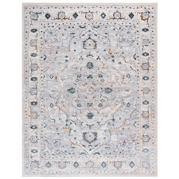 SAFAVIEH Alenia 9 ft. x 12 ft. Gray/Beige Gold Floral Medallion Area Rug