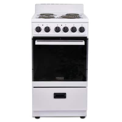 20 in. 2.2 cu.ft. Single Oven 4-Burner Electric Range with Storage Drawer in White