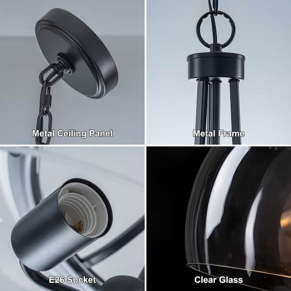 TinHon 16 in. 3-Light Black Pendant Lights Kitchen Island, Modern