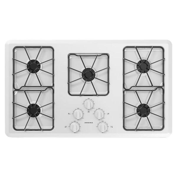 Amana 36 in. Gas Cooktop in White with 5 Burners