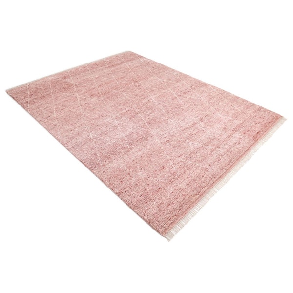 Shaggy Bohemian Red 9 ft. x 12 ft. Moroccan Handmade Area Rug