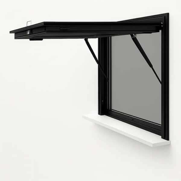 Teza 48 in. x 48 in. Black Aluminum Low-E Double-Pane Clear Glass Awning Window without Bottom Frame
