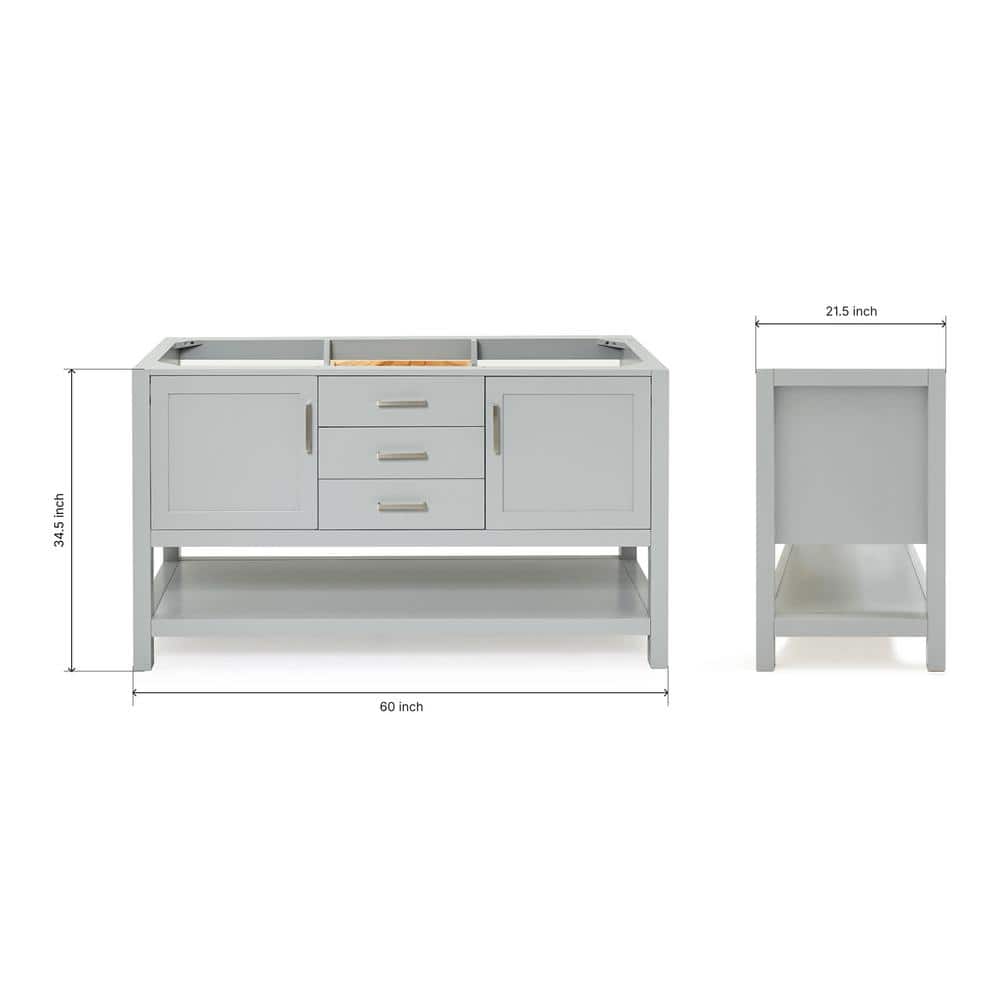 Bayhill 60'' Gray Double Freestanding Bathroom Vanity Base
