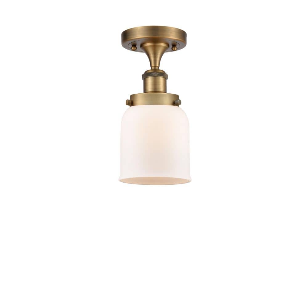 Bell 5 in. 1-Light Brushed Brass Industrial Semi-Flush Mount with Frosted Glass Shade price history on PriceWatchPro