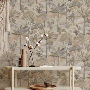 Desert Palm Nearly Neutral Removable Peel and Stick Vinyl Wallpaper, 28 sq. ft.